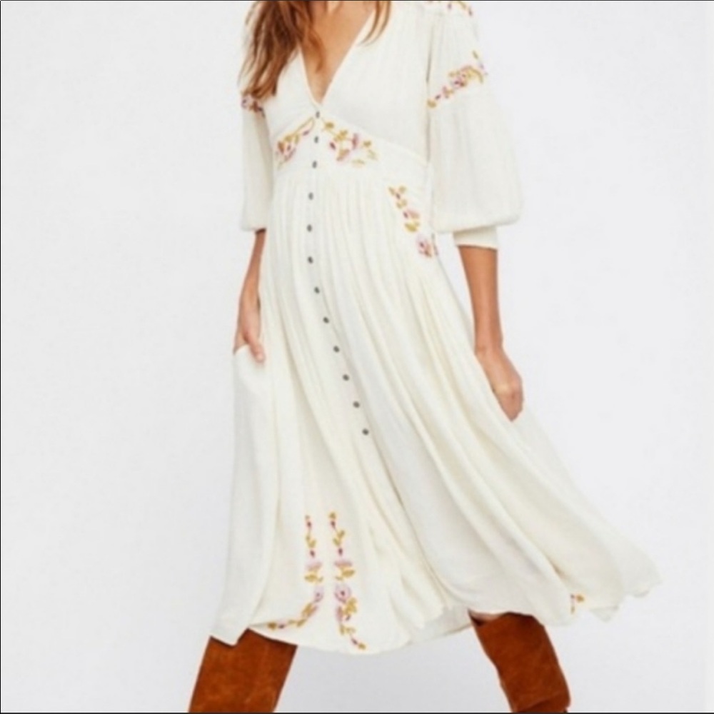 Free people day glow embroidered dress sz S - Picture 2 of 11